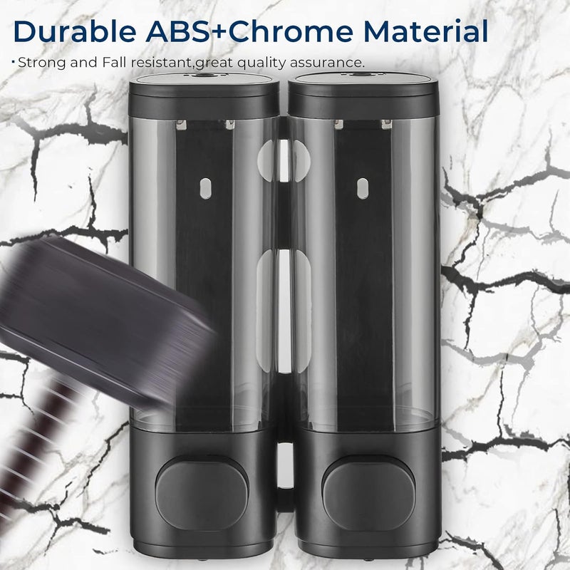 pollock Shower Dispenser 2 Chamber No Drill Shampoo Conditioner Body Wash Dispenser for Bathroom, Large Capacity, Black - Image 3